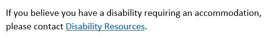 Disability Resources hyperlinked.